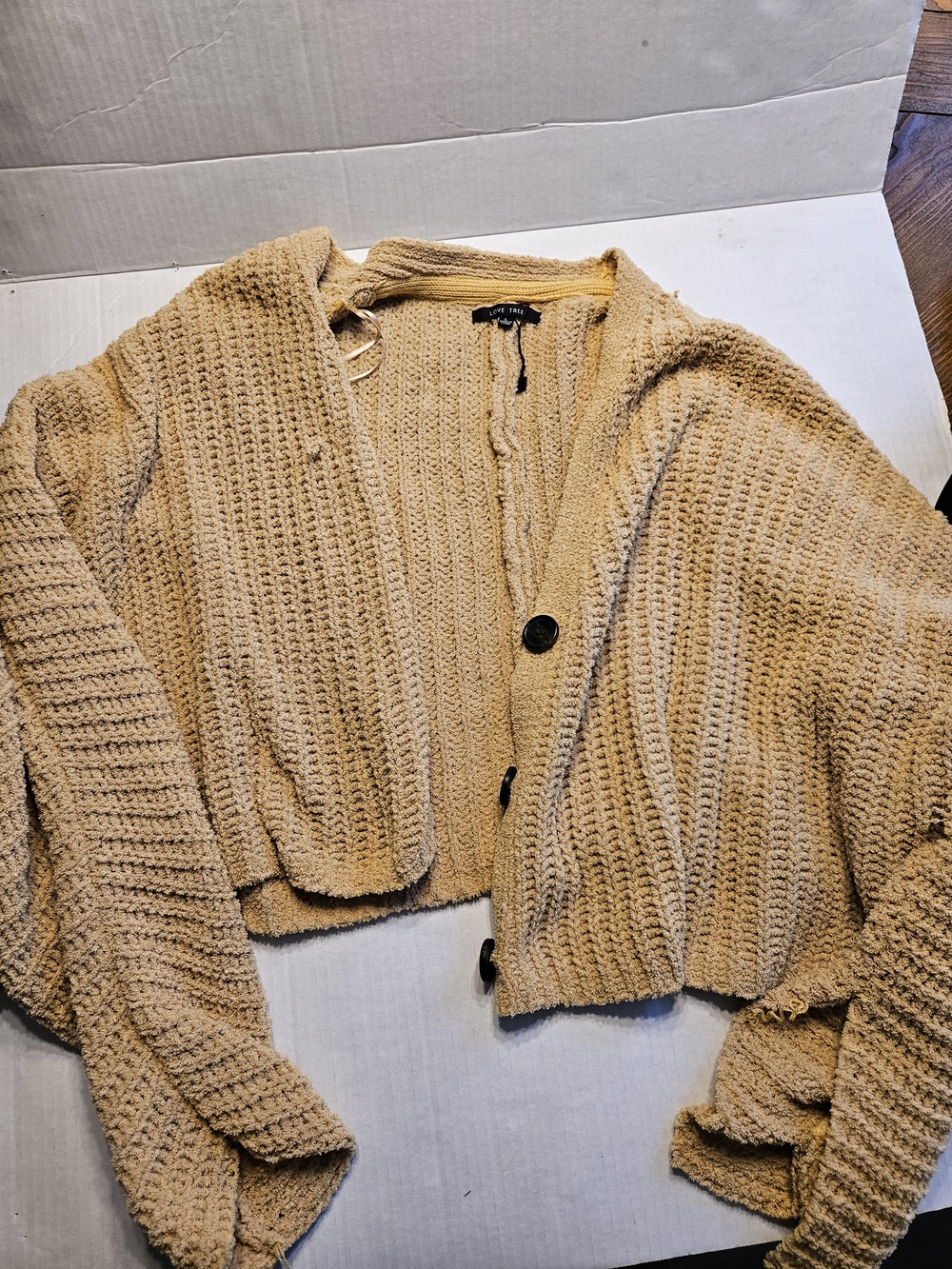 Cozy Cropped Knit Cardigan Sweater - Beige
